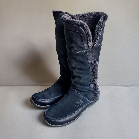 The North Face Josie II Black Suede Faux Fur Tall Boots Women’s 7 Primaloft 200 - Picture 1 of 14